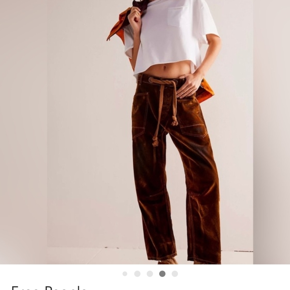 Free People Velvet Wide Leg Pants in Deep Brown